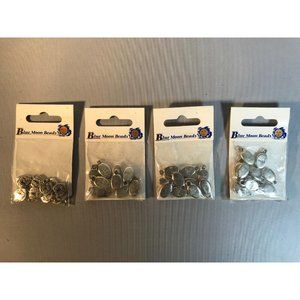 Lot of 4 blue moon silver metal charms word tags h